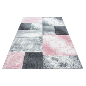Hawaii Tetris vloerkleed laagpolig rechthoek 80x150cm roze