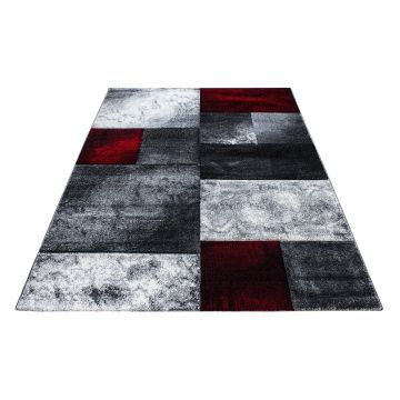 Hawaii Tetris vloerkleed laagpolig rechthoek 80x150cm rood