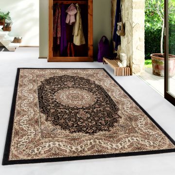 Kashmir Ardahan vloerkleed laagpolig rechthoek 240x340cm zwart