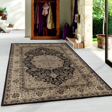 Kashmir Celtik vloerkleed laagpolig rechthoek 80x150cm zwart