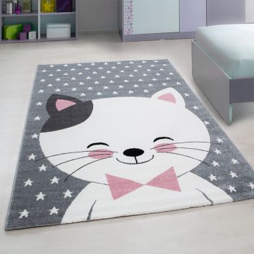 Kids Kitten kinderkamer vloerkleed laagpolig rechthoek 160x230cm roze