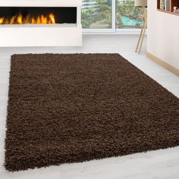 Life Shaggy vloerkleed hoogpolig rechthoek 60x110cm bruin