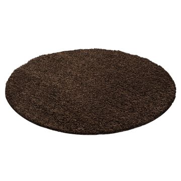 Life Shaggy vloerkleed hoogpolig rond Ø 120cm bruin