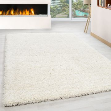 Life Shaggy vloerkleed hoogpolig rechthoek 60x110cm crème