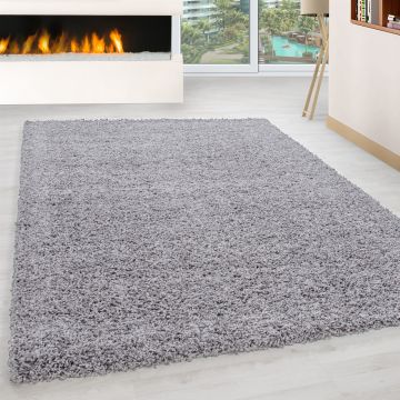 Life Shaggy vloerkleed hoogpolig rechthoek 140x200cm lichtgrijs