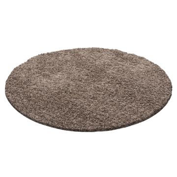 Life Shaggy vloerkleed hoogpolig rond Ø 160cm mokka