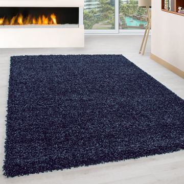 Life Shaggy vloerkleed hoogpolig rechthoek 140x200cm navy blauw