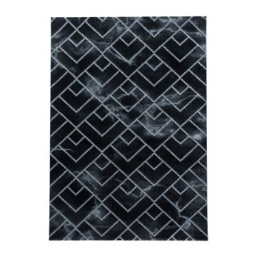 Naxos Parallel B vloerkleed laagpolig rechthoek 140x200cm zilverkleur