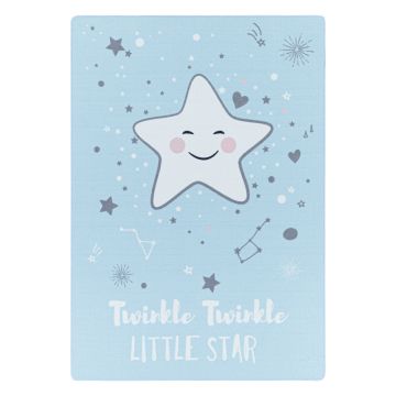 Play Twinkel Twinkel Kleine Ster antislip kinderkamer vloerkleed lussenpolig rechthoek 160x230cm blauw