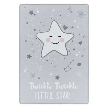 Play Twinkel Twinkel Kleine Ster antislip kinderkamer vloerkleed lussenpolig rechthoek 200x290cm grijs