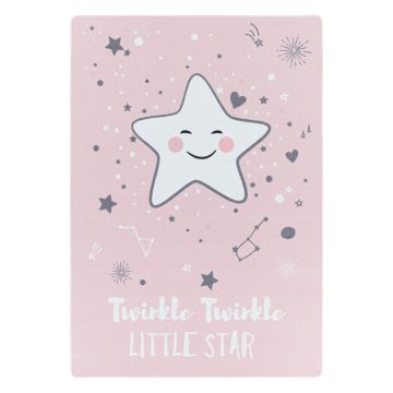 Play Twinkel Twinkel Kleine Ster antislip kinderkamer vloerkleed lussenpolig rechthoek 200x290cm roze