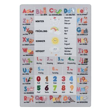 Play Edu antislip educatief kindertapijt lussenpolig rechthoek 160x230cm grijs (duits)