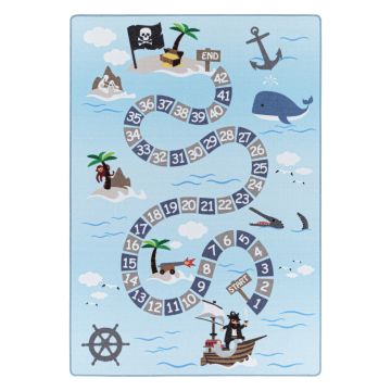 Play Piraten antislip educatief cijfers kindertapijt lussenpolig rechthoek 140x200cm blauw