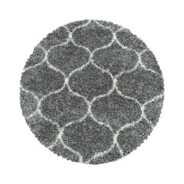 Salsa Shaggy vloerkleed hoogpolig rond Ø 120cm grijs