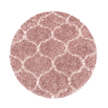 Salsa Shaggy vloerkleed hoogpolig rond Ø 120cm roos