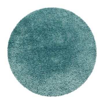 Brilliant Shaggy vloerkleed hoogpolig rond Ø 80cm aqua blauw
