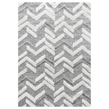 Pisa Zigzag vloerkleed hoogpolig rechthoek 200x290cm grijs