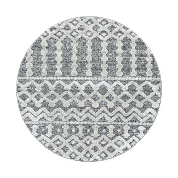 Pisa Wavy vloerkleed hoogpolig rond Ø 120cm grijs
