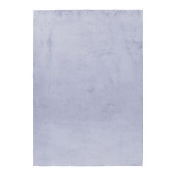 Pouffy vloerkleed fluffy hoogpolig rechthoek 120x170cm zilver