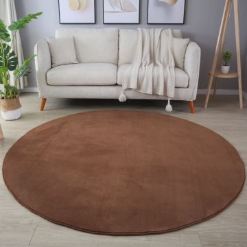 Sky vloerkleed laagpolig rond Ø 160cm bruin