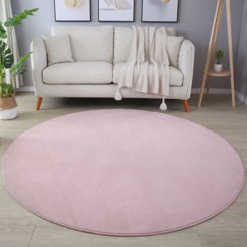 Sky vloerkleed laagpolig rond Ø 160cm roze