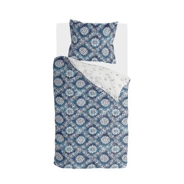 Crossed Flowers dekbedovertrek 155x220cm blauw/off-white