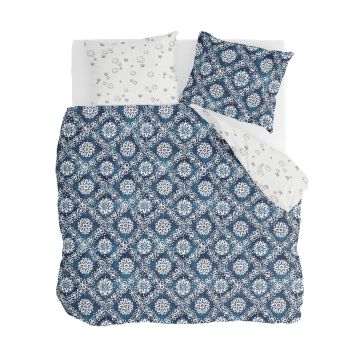 Crossed Flowers dekbedovertrek 200x220cm blauw/off-white