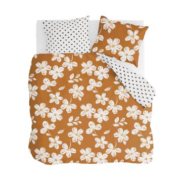 Fancy Flowers dekbedovertrek 200x220cm cognac
