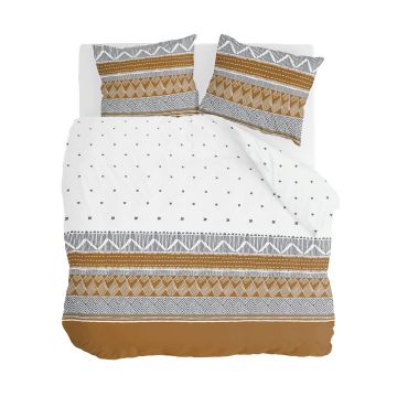 Ikat Dreams dekbedovertrek 200x220cm wit/cognac